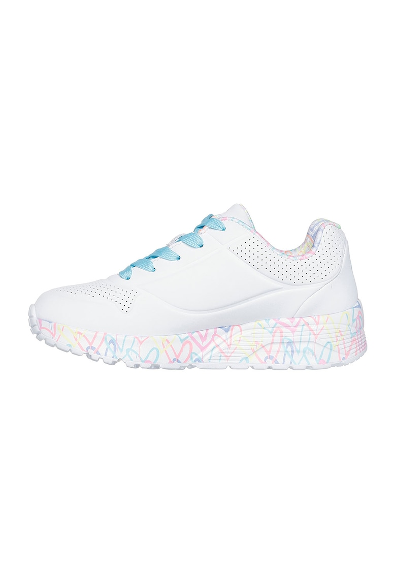 Pantofi sport de piele ecologica Uno Lite - Lovely Luv - Alb/Albastru deschis
