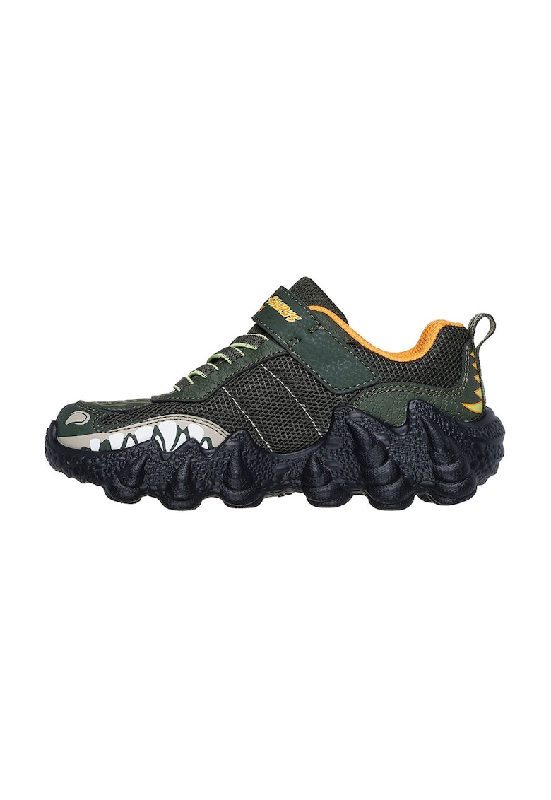 Pantofi sport Skech O Saurus Lights de piele ecologica cu model grafic - Verde/Negru
