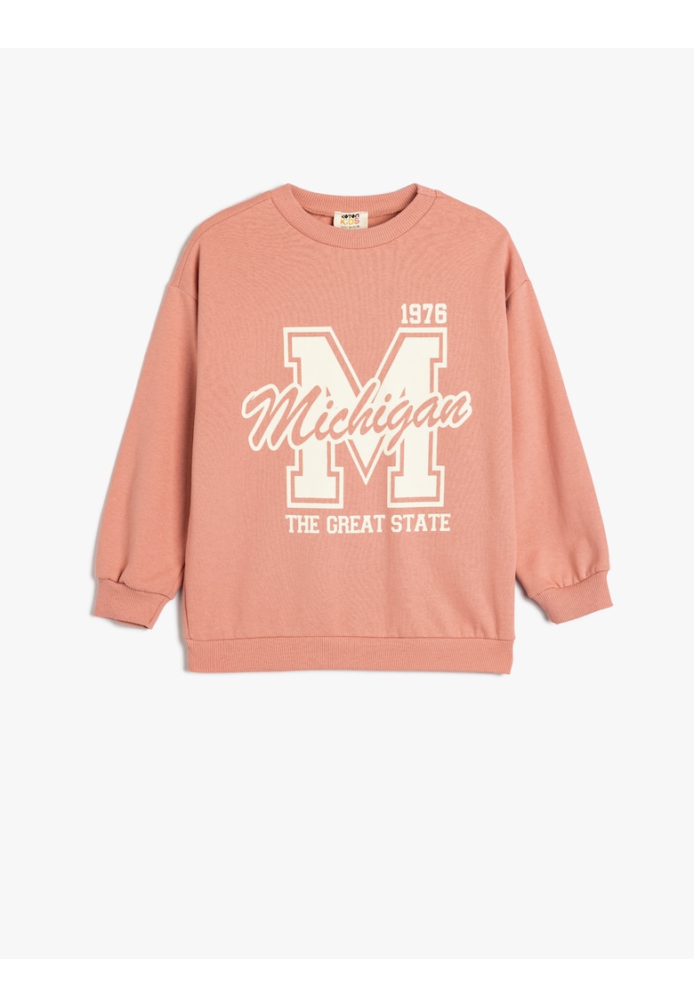 Bluza de trening cu decolteu la baza gatului si imprimeu text