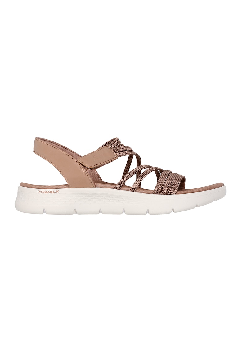 Sandale de piele ecologica cu velcro - Maro camel