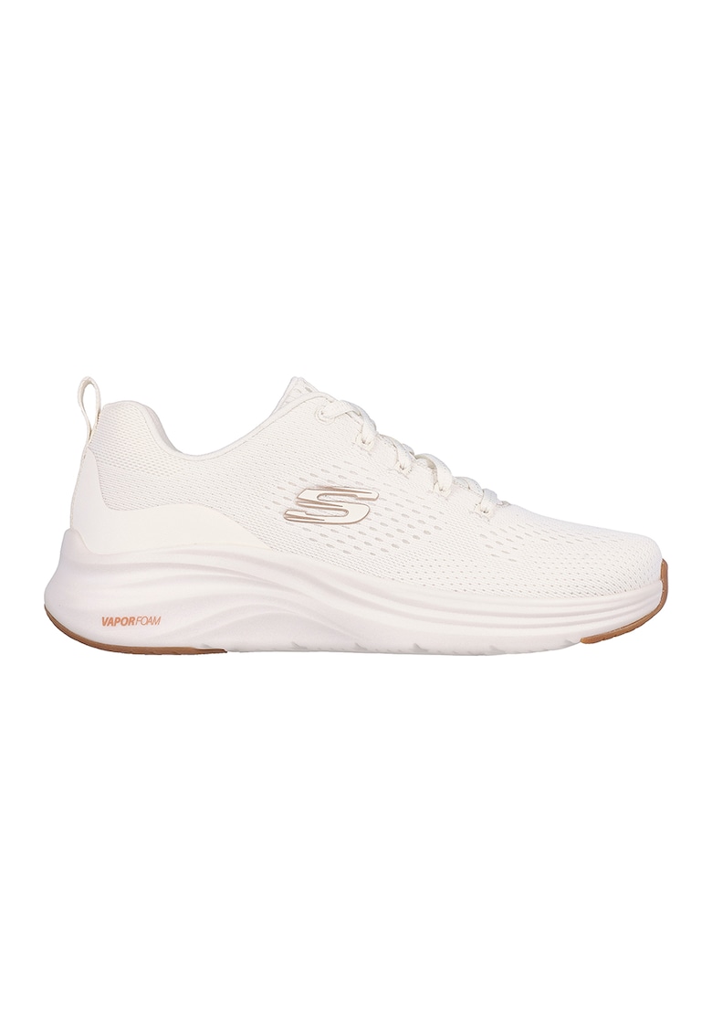 Pantofi sport de piele ecologica cu sireturi - Alb fildes