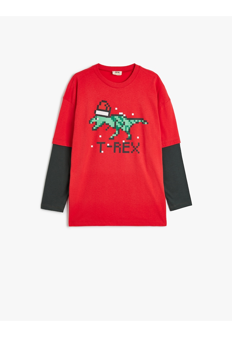 Bluza cu decolteu la baza gatului si imprimeu