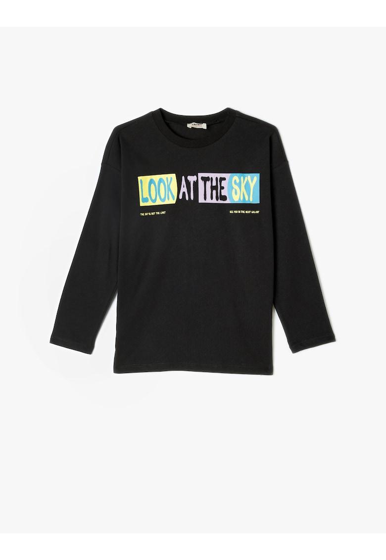 Bluza din bumbac cu imprimeu text