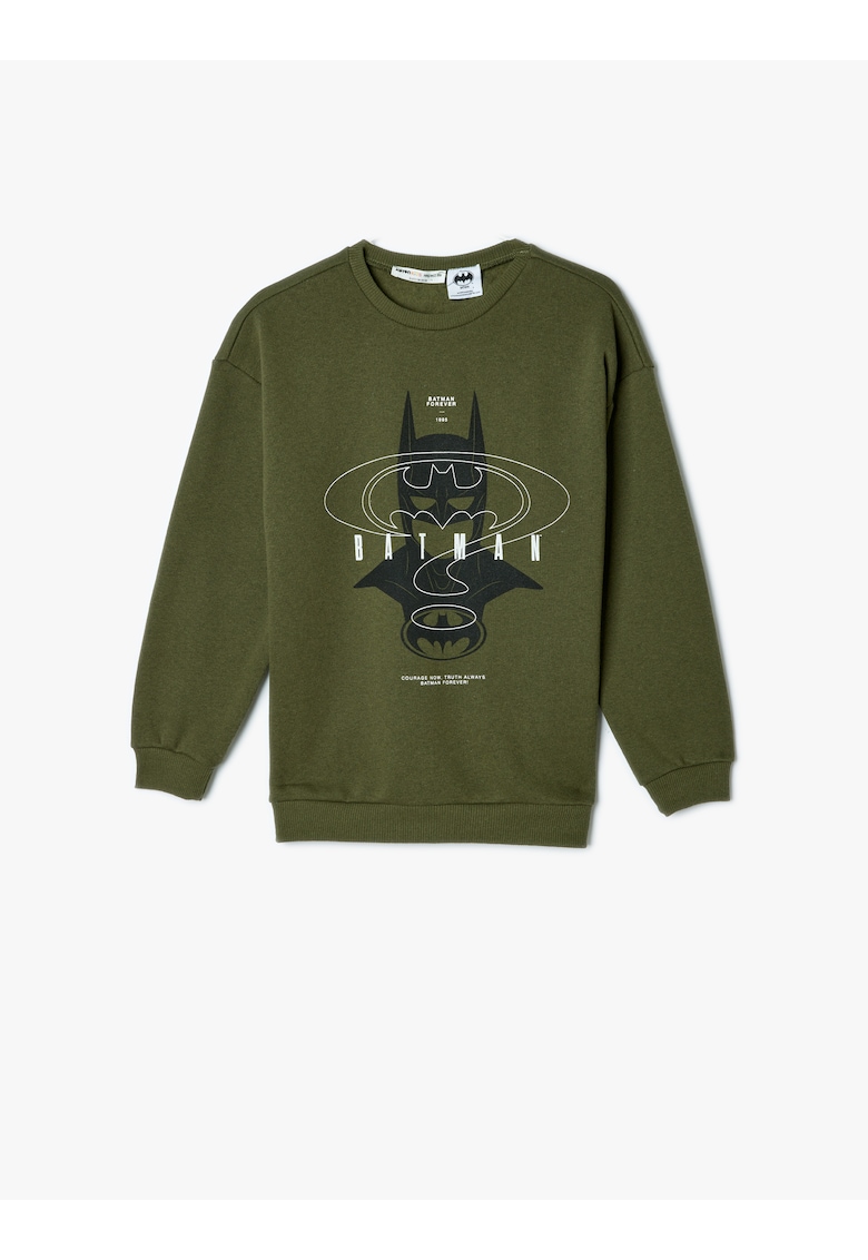 Bluza de trening cu maneci cazute si imprimeu Batman