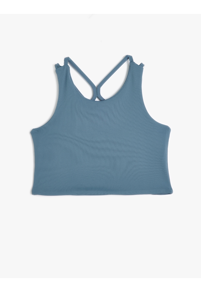 Top crop cu bretele incrucisate pe spate