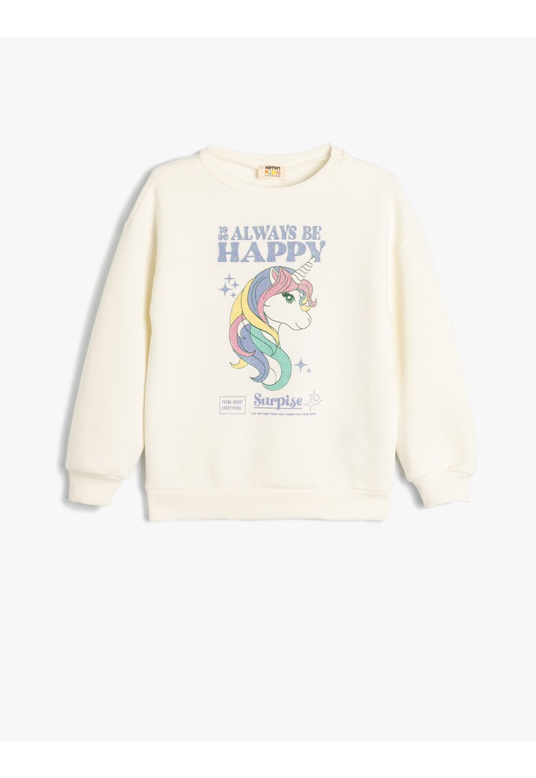 Bluza de trening cu imprimeu unicorn - Alb