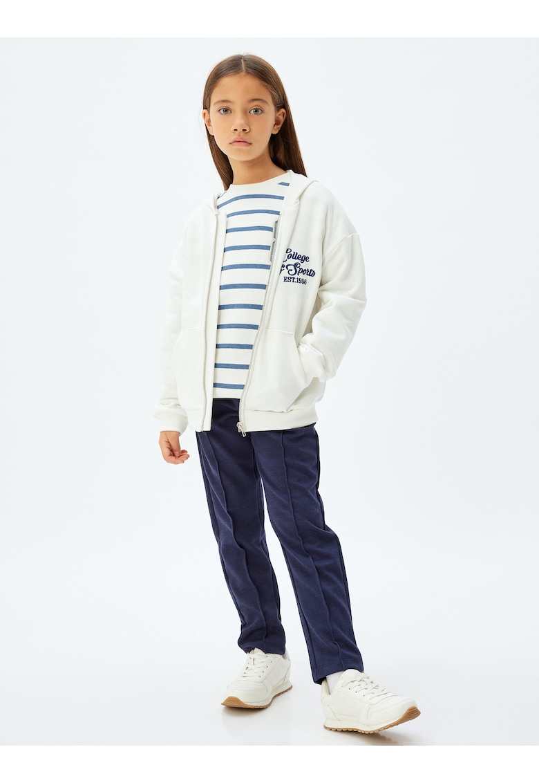 Hanorac din amestec de bumbac cu model text - Alb