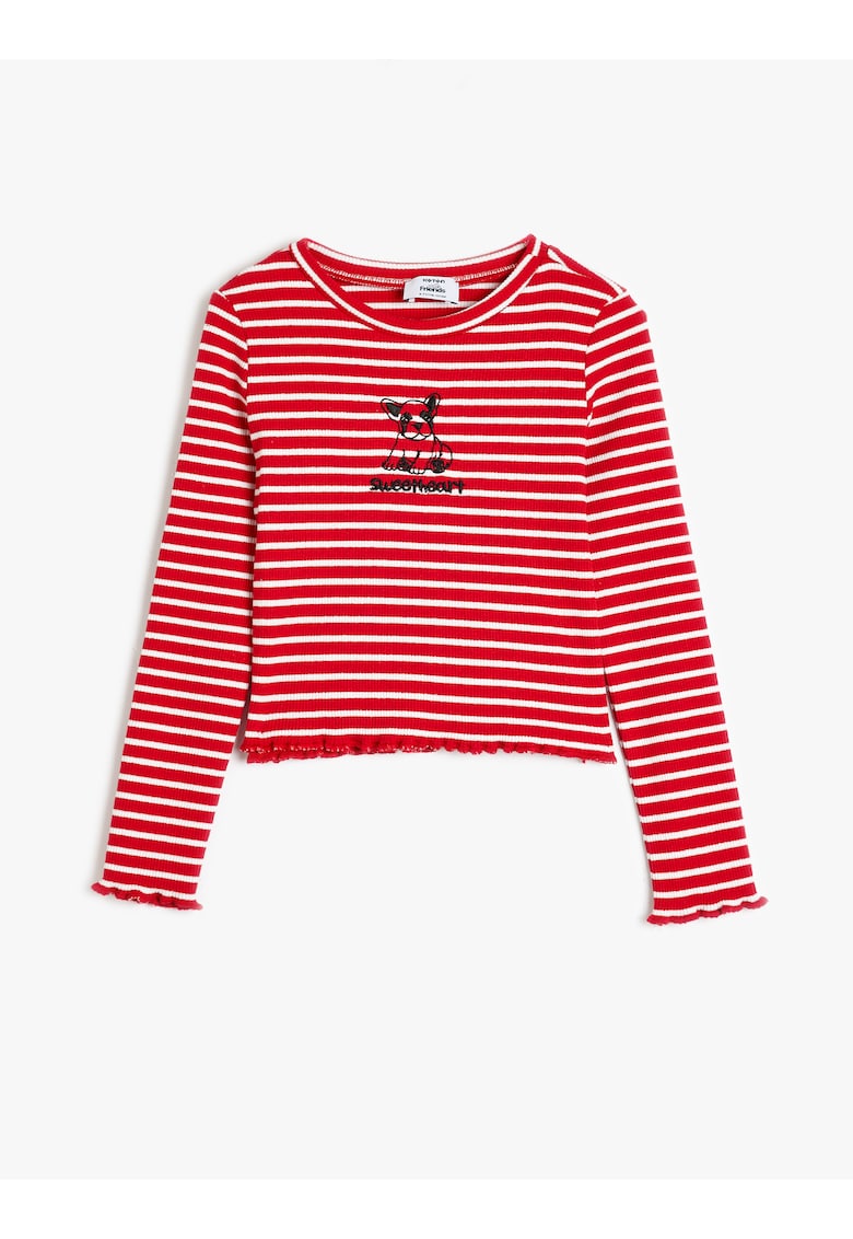 Bluza regular fit din amestec de bumbac cu dungi - Rosu