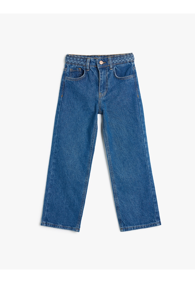 Blugi cu croiala dreapta si model cu 5 buzunare