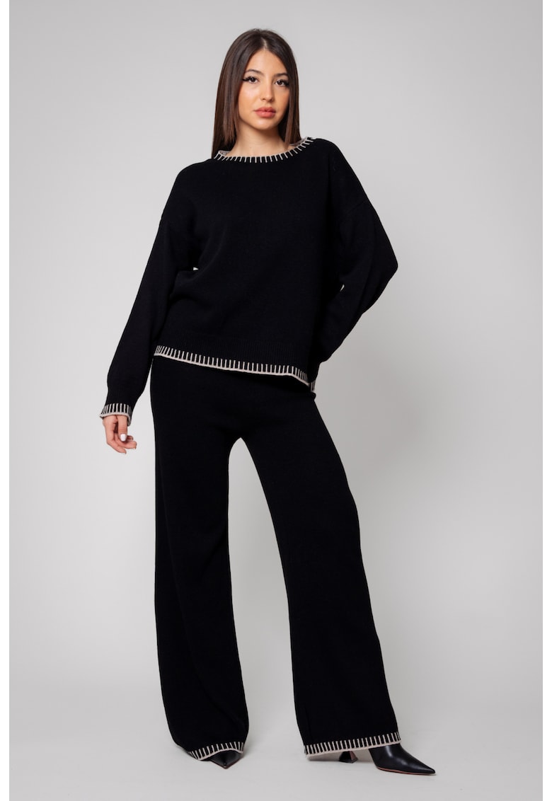 Set Talline din mix de lana si casmir Black 14616 - Negru