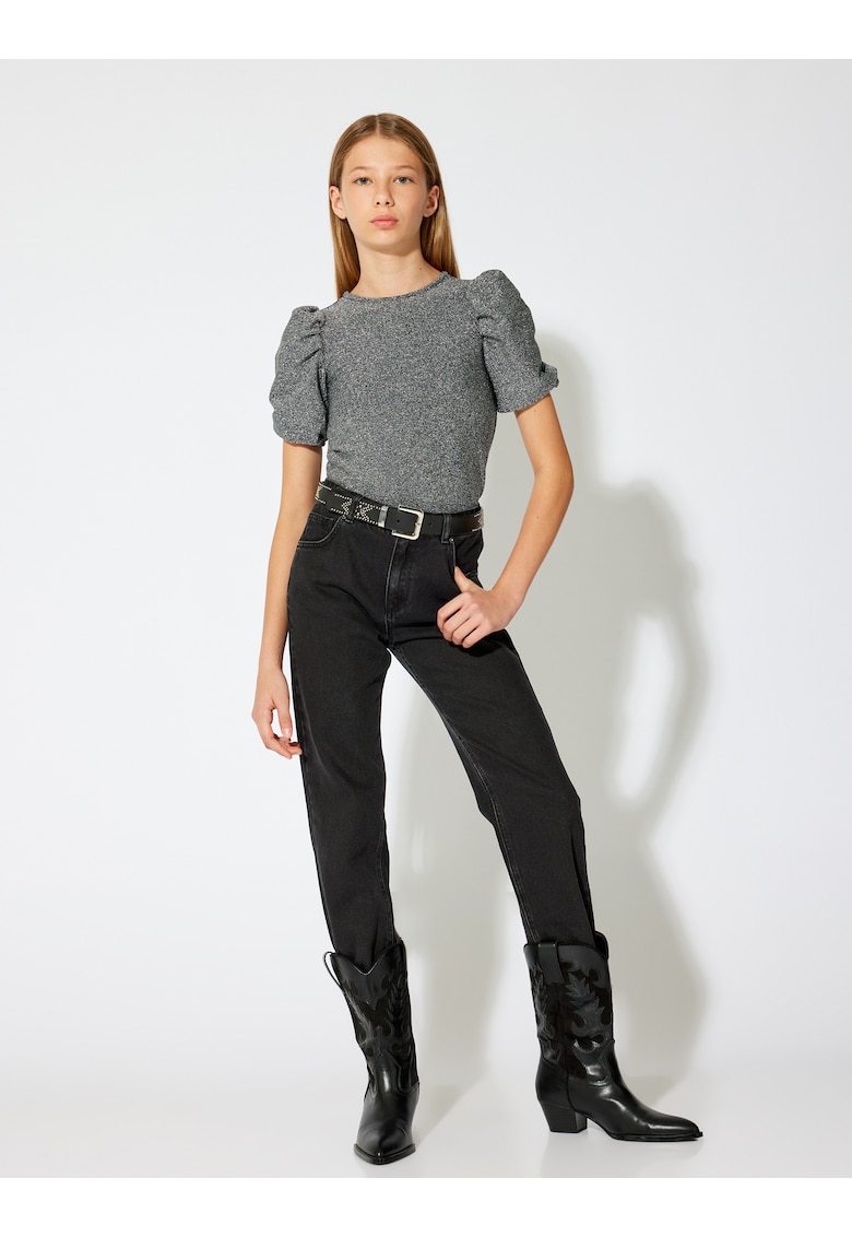 Bluza stralucitoare cu maneci bufante