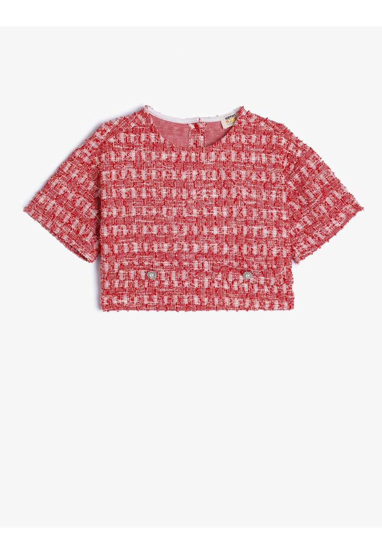 Bluza crop din tuid - Rosu