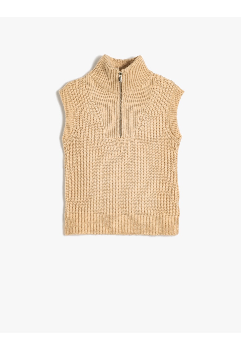 Vesta tricotata cu fermoar scurt