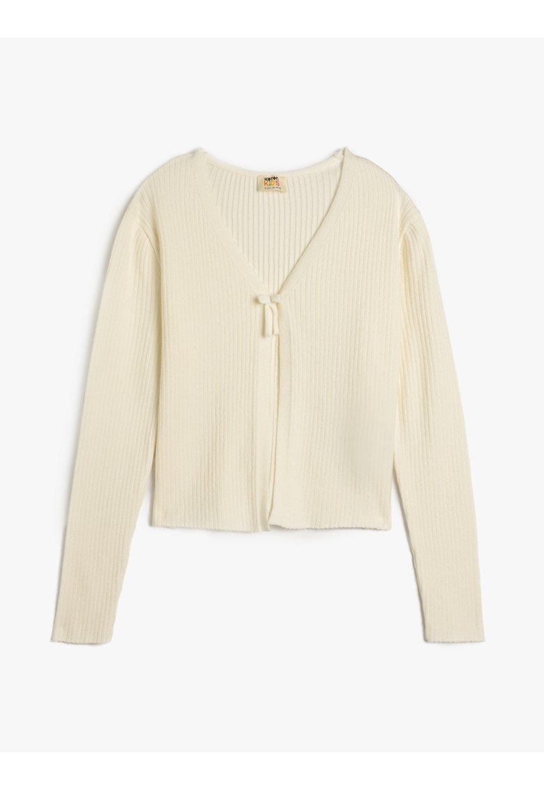 Cardigan cu decolteu in V si funda