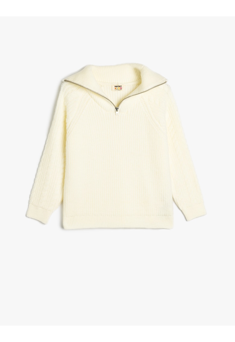 Pulover striat cu fermoar scurt