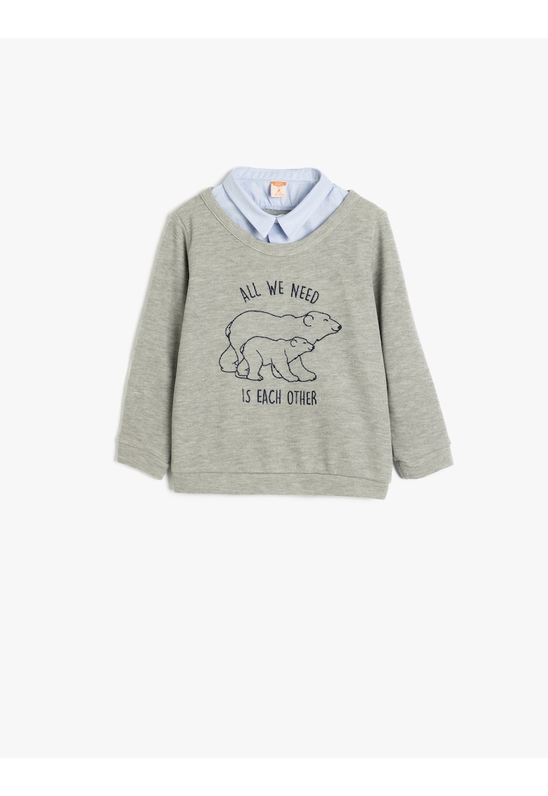 Bluza de trening din amestec de bumbac cu detaliu cu guler