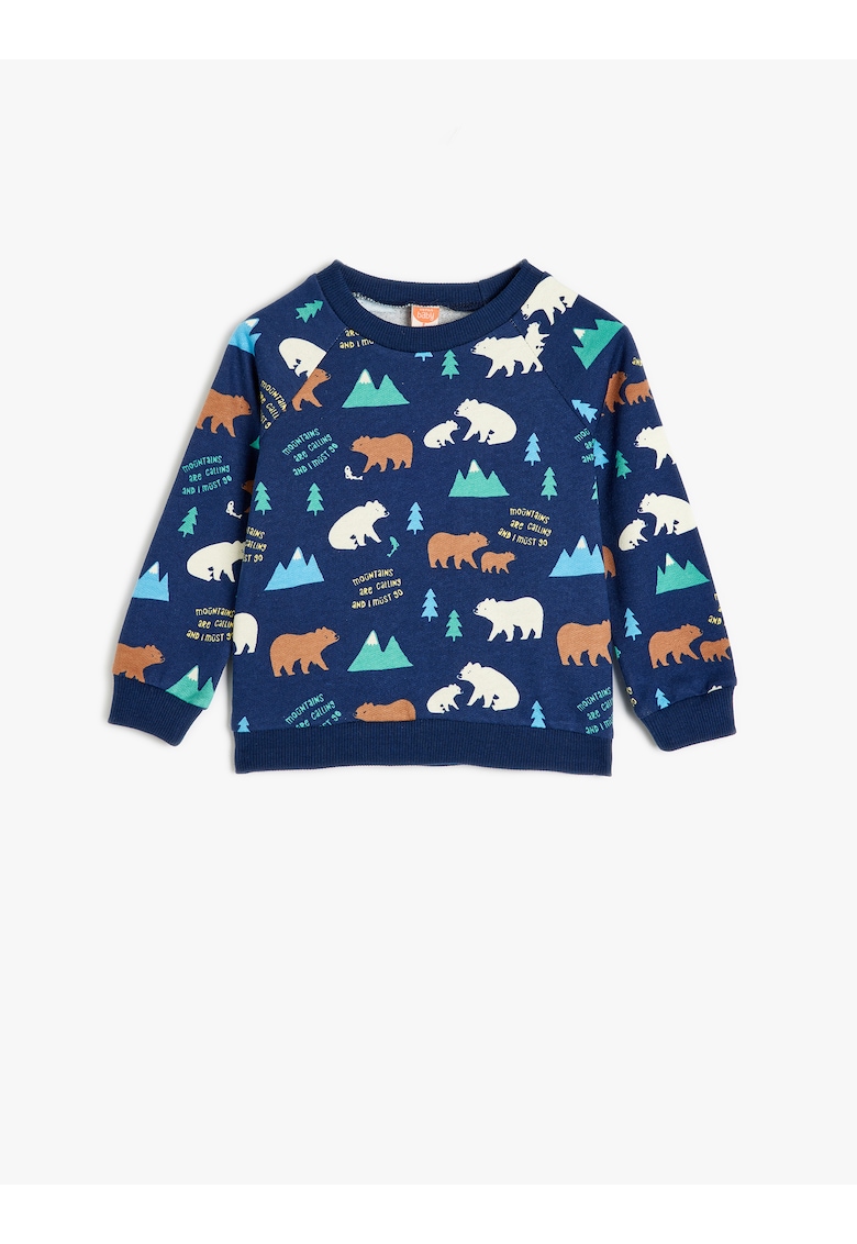 Bluza de trening cu decolteu la baza gatului si model grafic