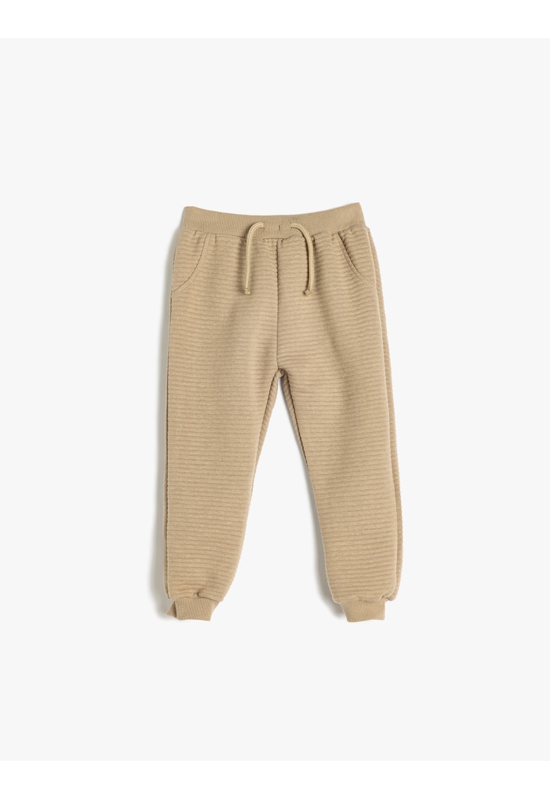 Pantaloni de trening din amestec de bumbac cu snururi de ajustare