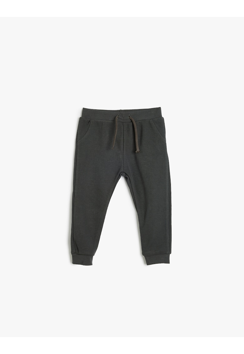 Pantaloni de trening din bumbac cu model uni
