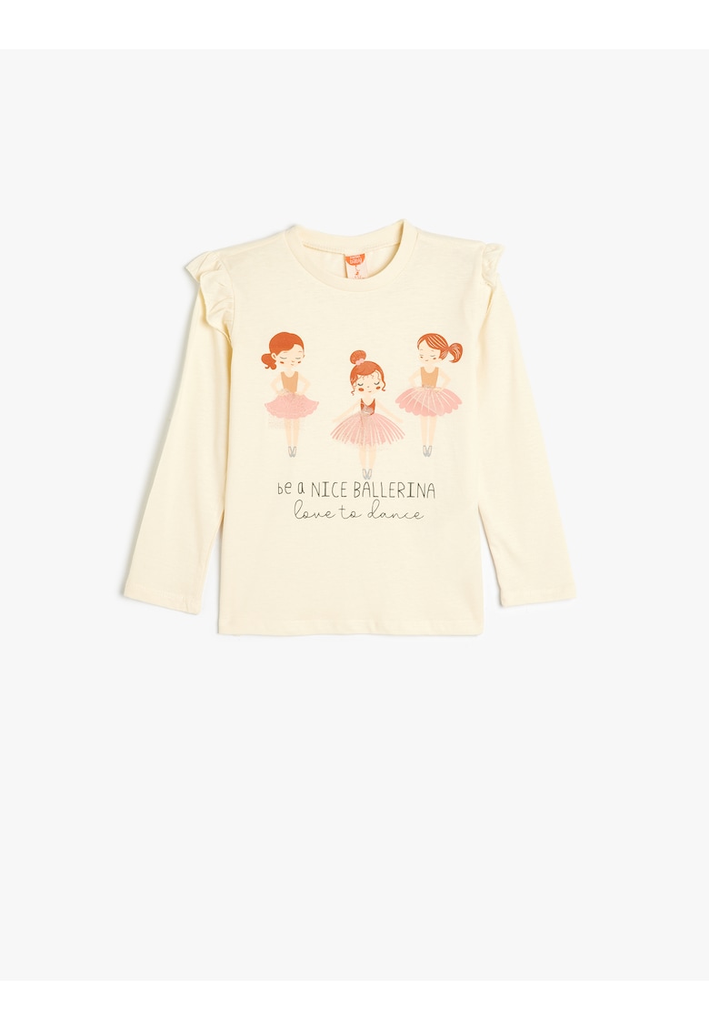 Bluza cu imprimeu si garnituri cu volane