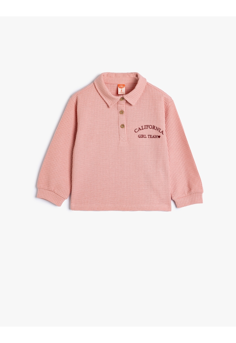 Bluza de trening polo texturata - Roz