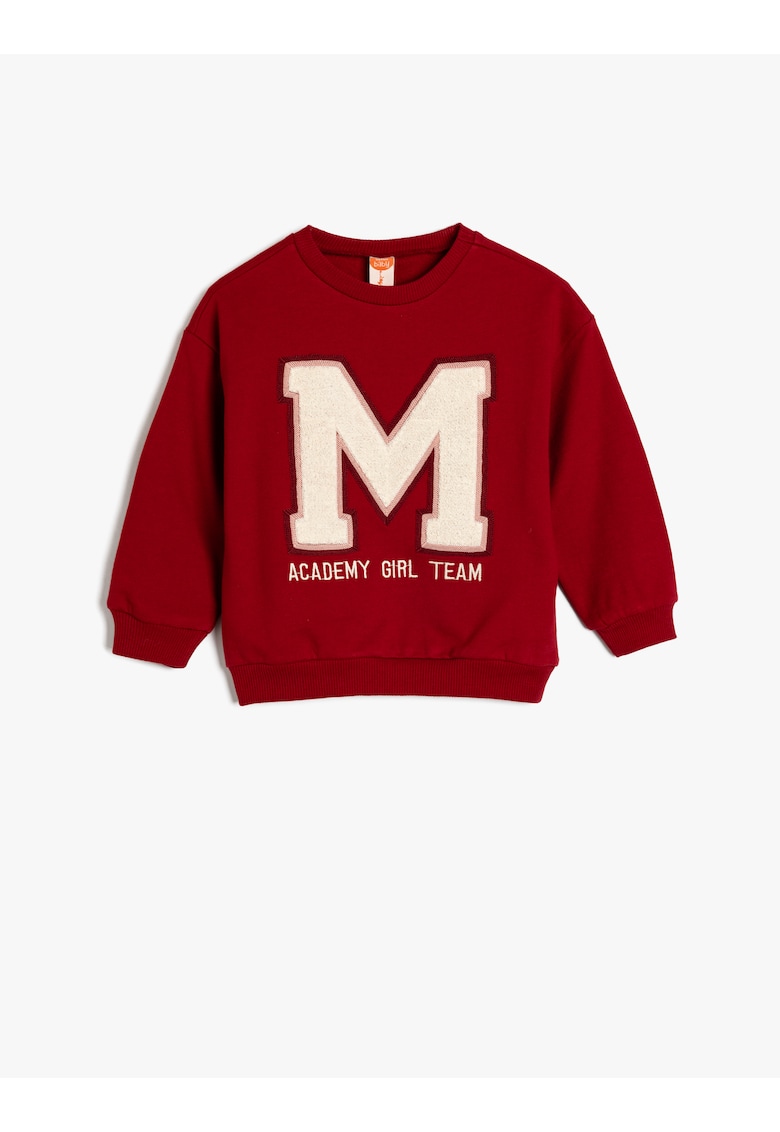 Bluza de trening cu decolteu la baza gatului si aplicatie text