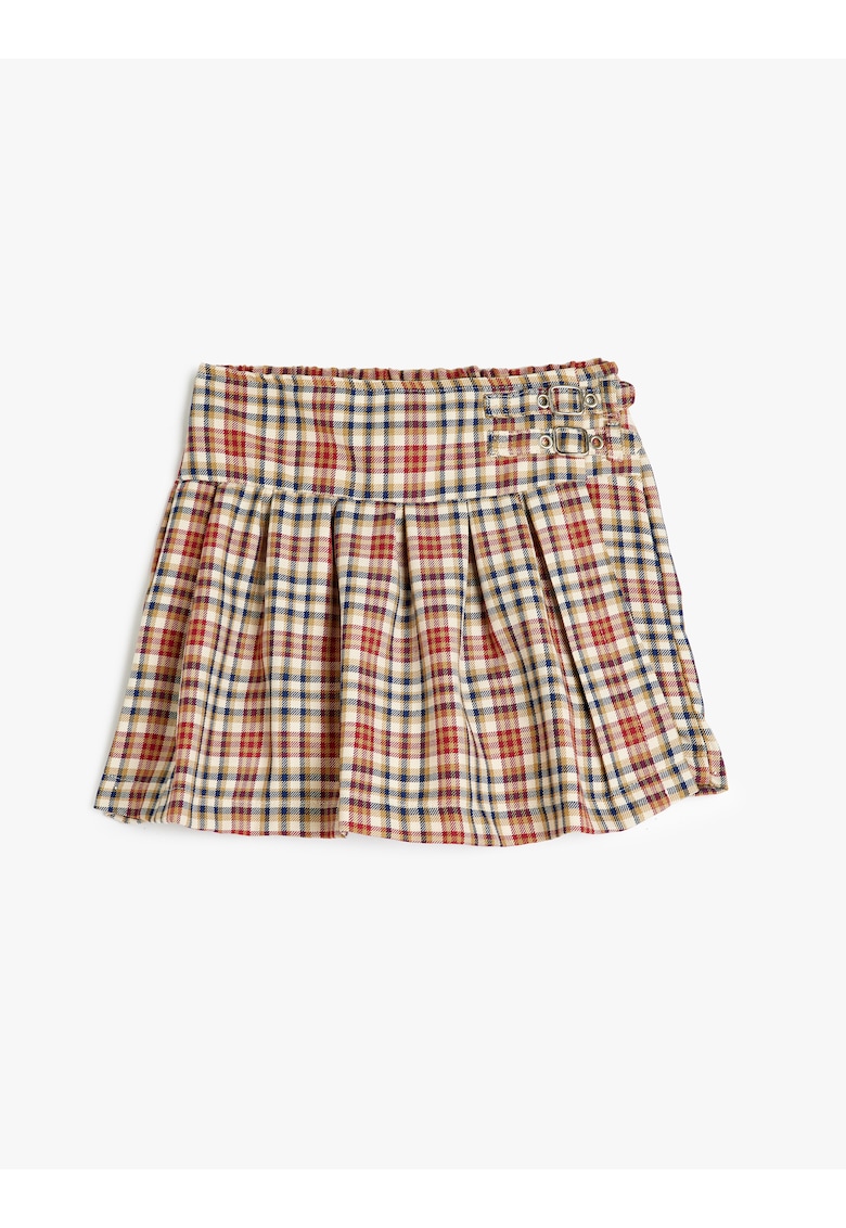 Fusta-pantalon cu pliuri si model in carouri