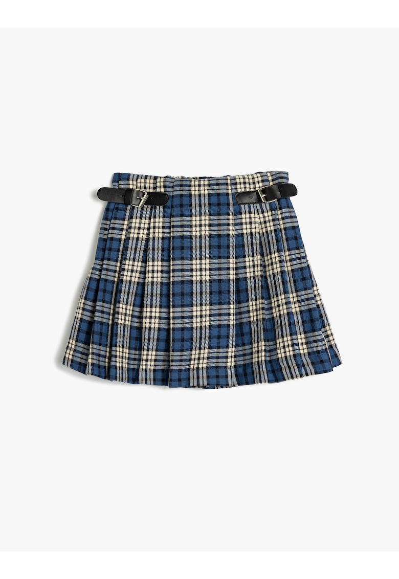 Fusta-pantalon plisata cu model in carouri