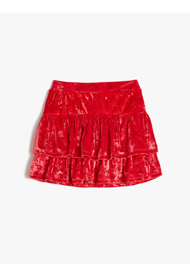 Fusta mini catifelata cu model stratificat