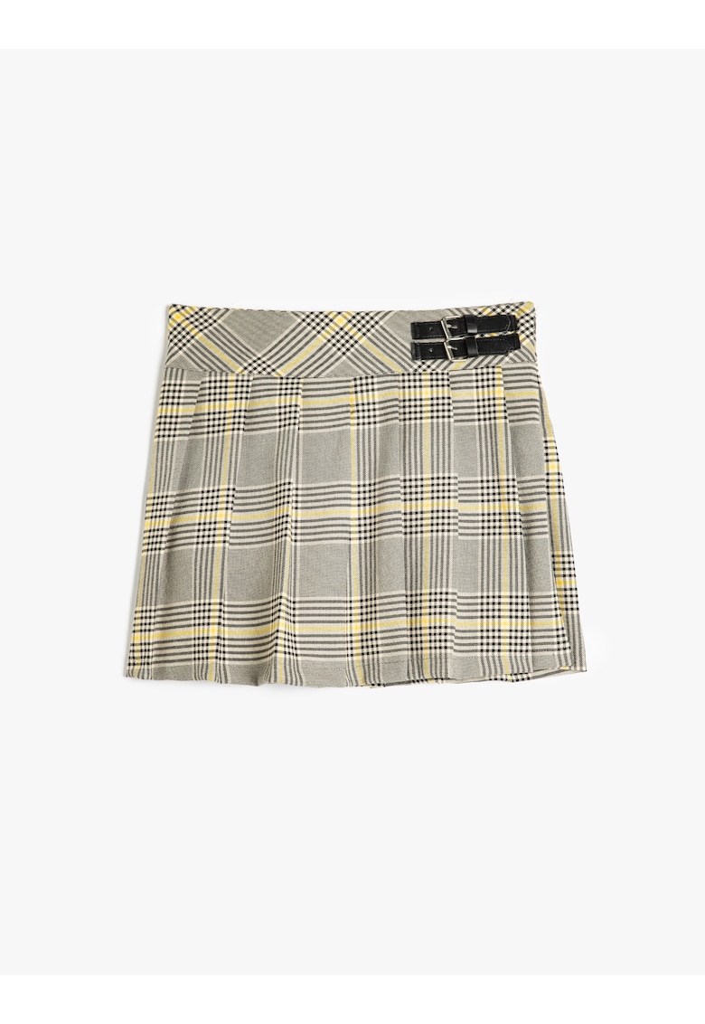 Fusta mini cu model uni si catarame laterale