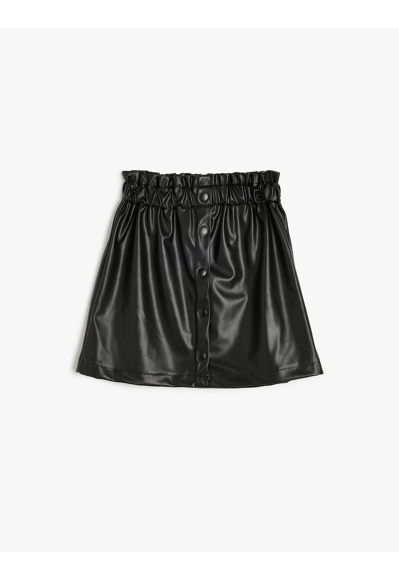 Fusta evazata din piele ecologica cu talie elastica