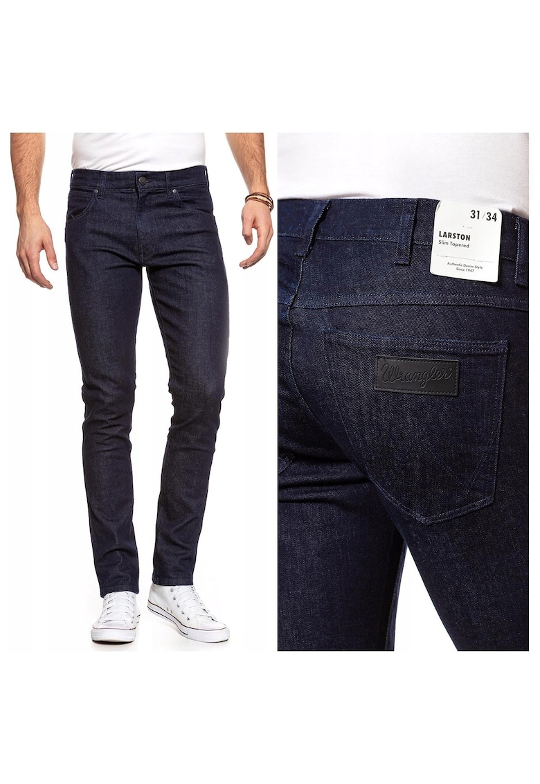 Blugi Barbati - Larston - W27 L32 - 100% Bumbac - Fermoar - Lungi - Talie Joasa - 5 Bunzuare - High-Quality - Albastru