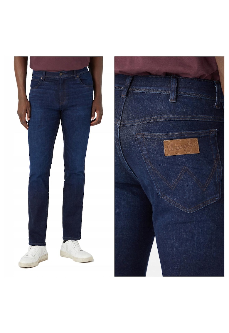 Blugi Barbati - Texas Slim - W38 L32 - 100% Bumbac - Fermoar - Lungi - Talie Medie - 5 Bunzuare - High-Quality - Albastru