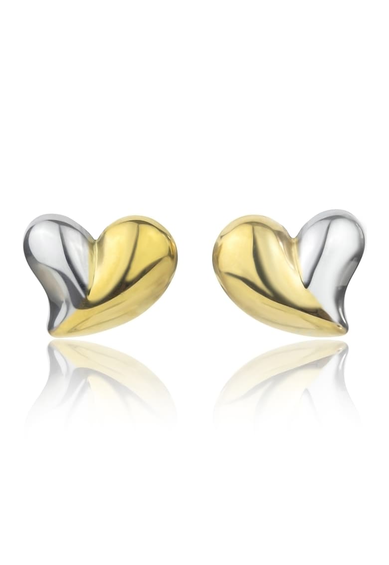 Cercei in forma de inima placati cu aur de 18K