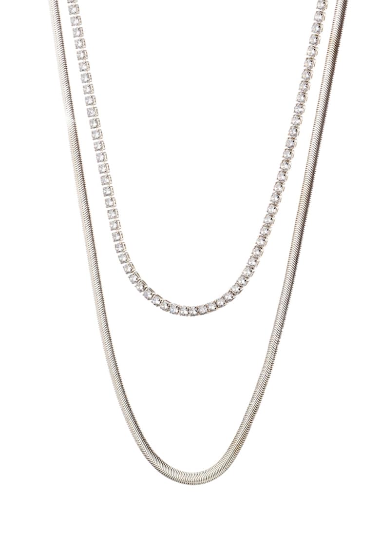 Colier cu siraguri multiple placat cu aur de 18K decorat cu zirconia Madison