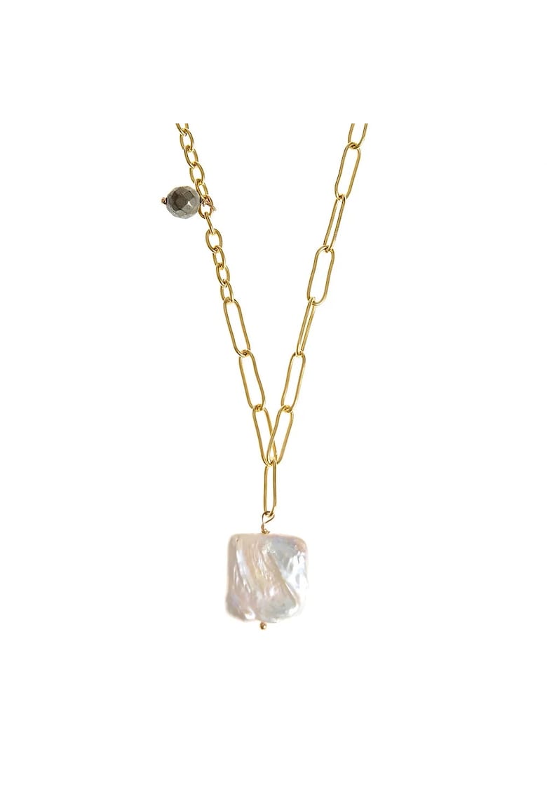 Colier auriu din otel cu pandantiv alb -  Paris