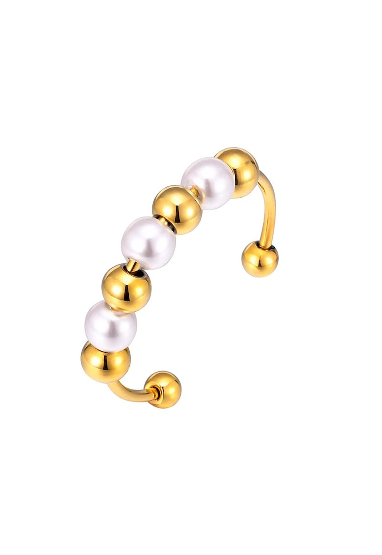 Inel Bicolor Inox 6065 - Auriu/Alb