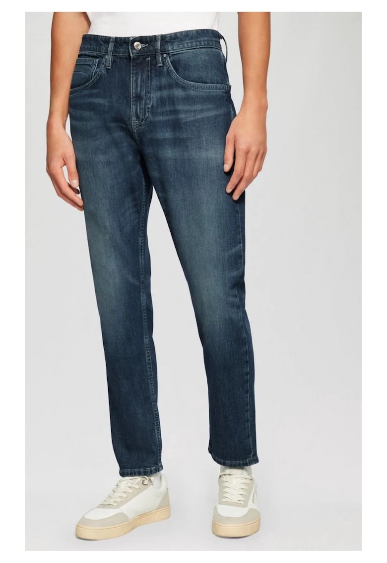 Blugi Mauro - cu talie inalta - croiala Regular Fit - Tapered leg - Albastru inchis