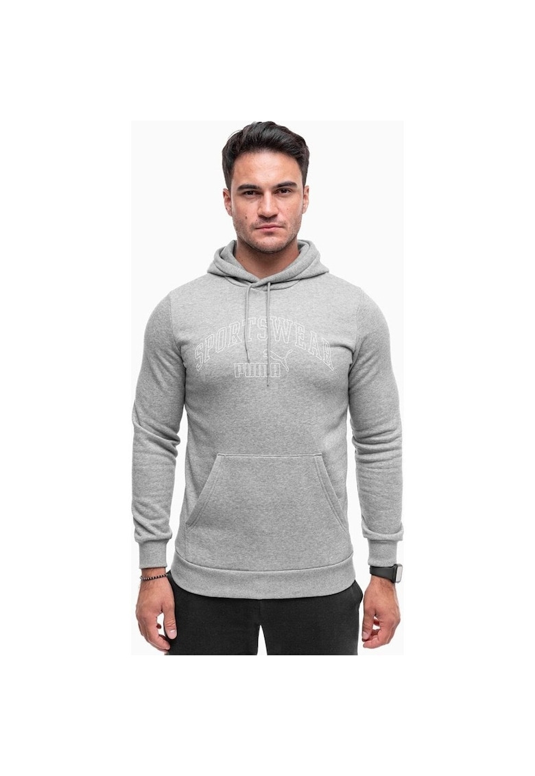 Hanorac sport barbati Ess+ Logo LAB Gradient - tehnologie warmCELL - Bumbac/Poliester - Gri