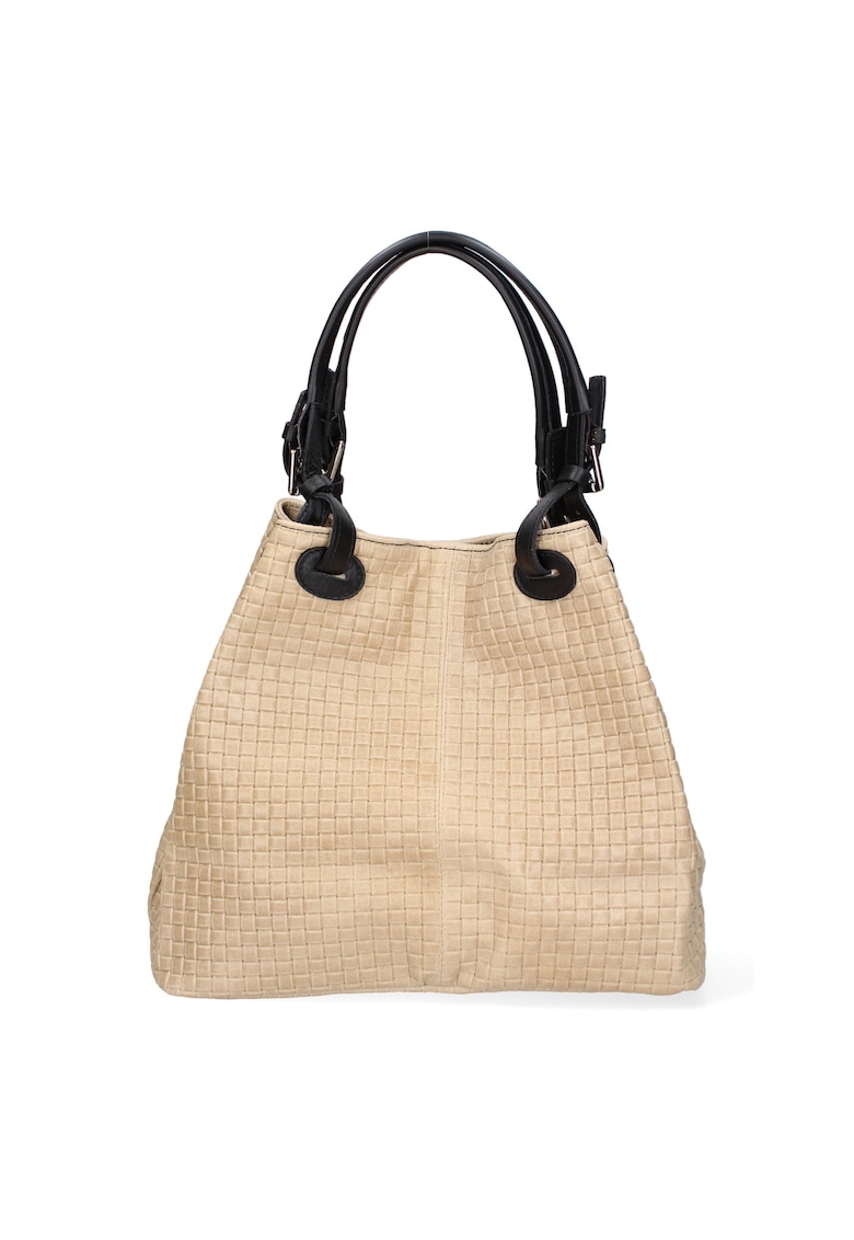 Geanta hobo din piele cu aspect tesut