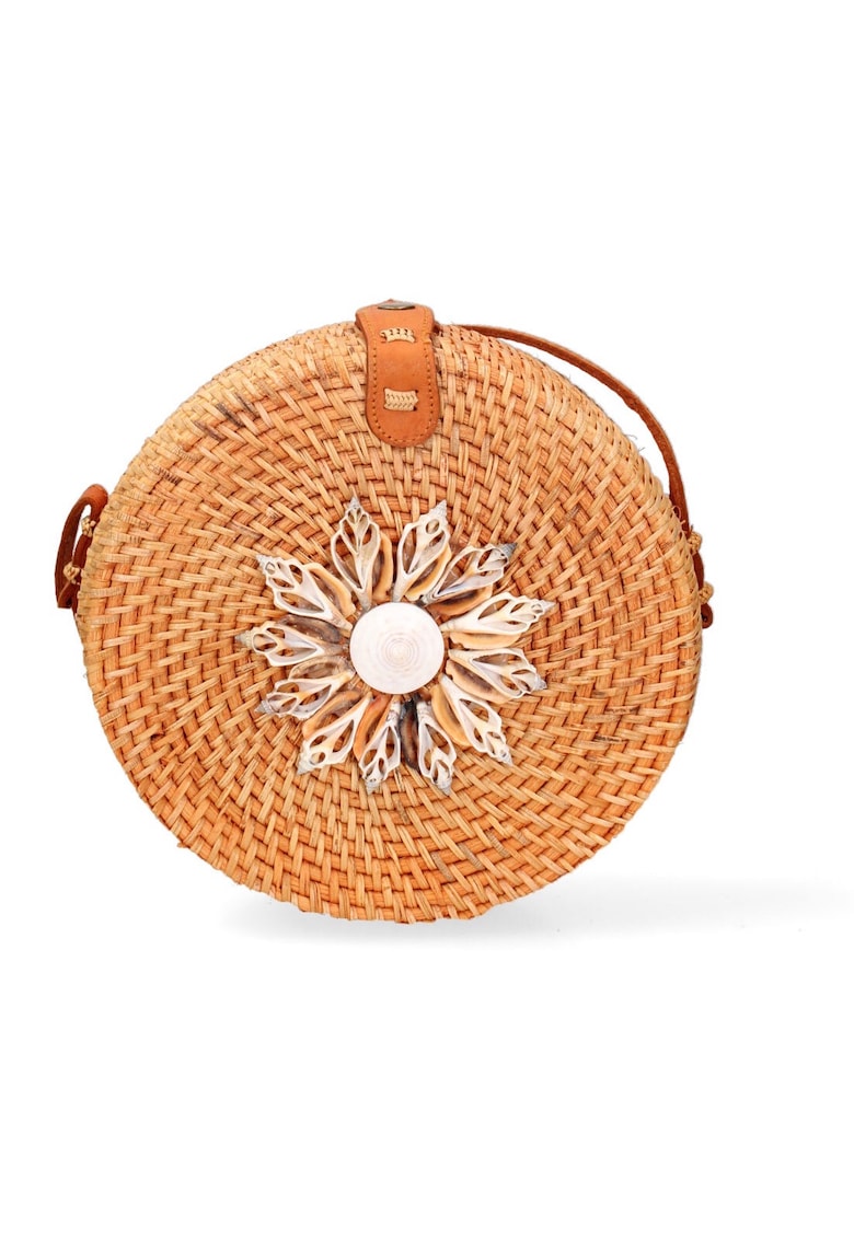 Geanta crossbody din paie - Maro