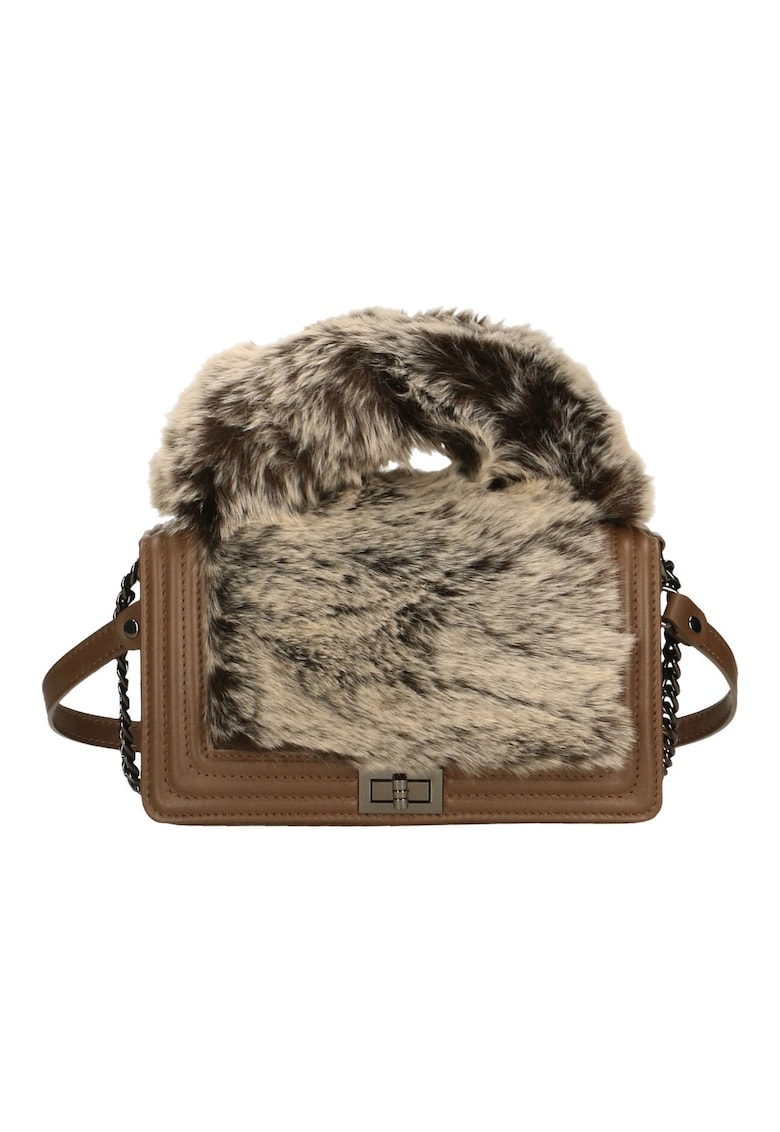 Geanta crossbody din piele cu blana sintetica