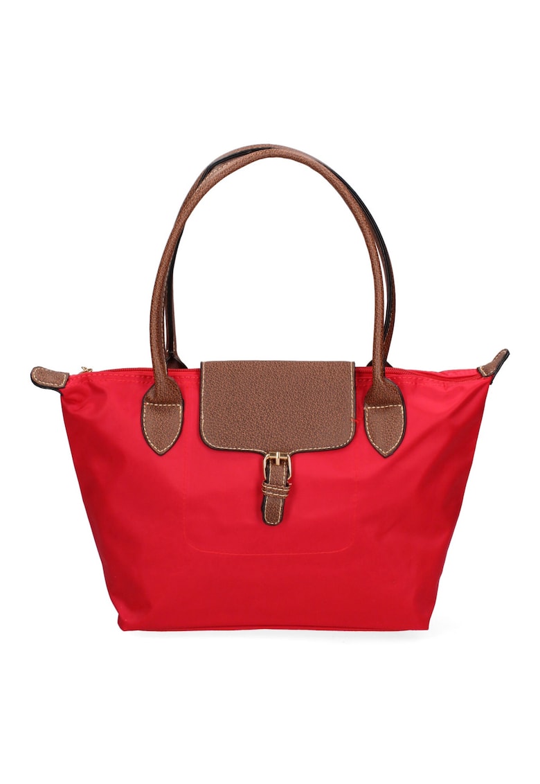 Geanta cu bareta de umar si detalii contrastante - Rosu