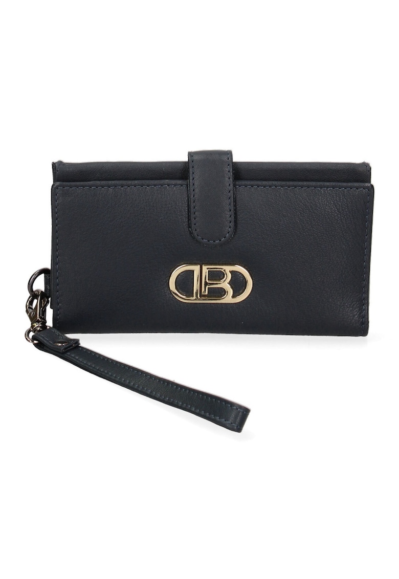 Portofel dreptunghiular din piele cu bareta detasabila pentru incheietura - Albastru