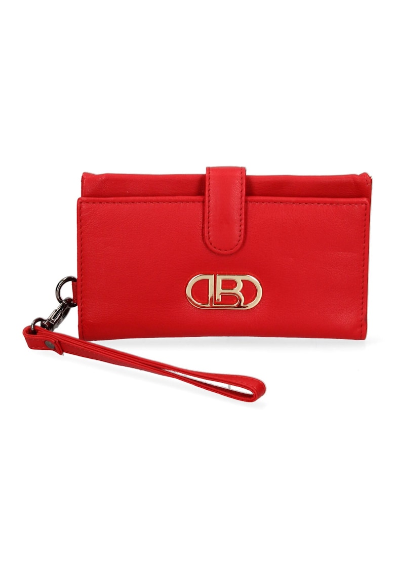 Portofel dreptunghiular din piele cu bareta detasabila pentru incheietura