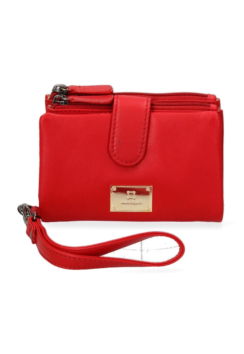 Portofel din piele cu fermoar - Rosu