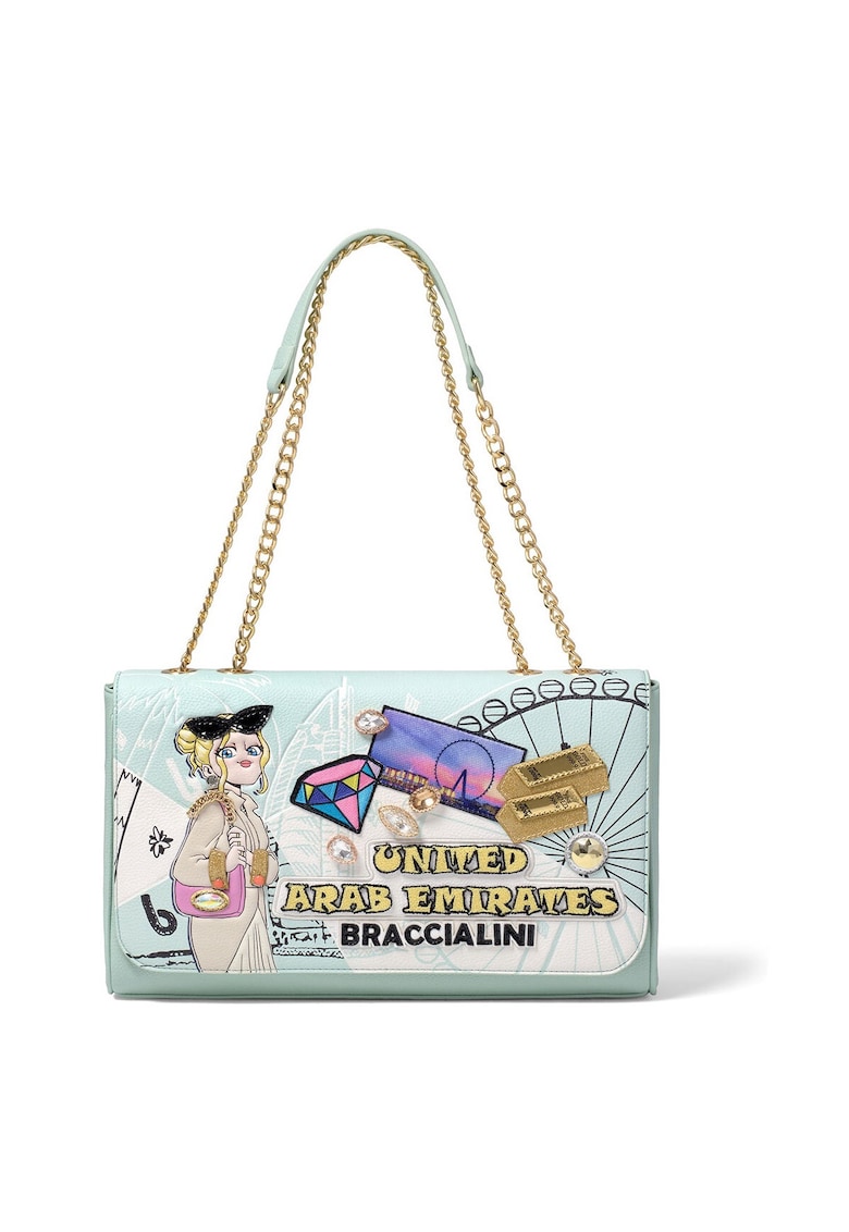 Geanta cu bareta de umar si imprimeu