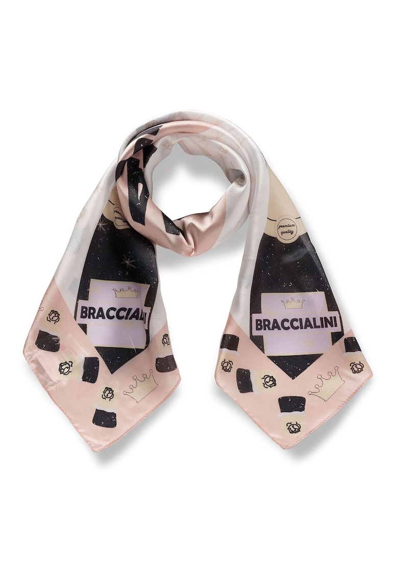 Esarfa cu imprimeu grafic si logo