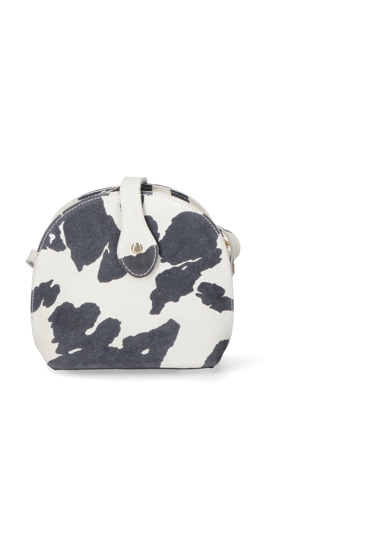 Geanta crossbody de piele cu model - Alb/Negru