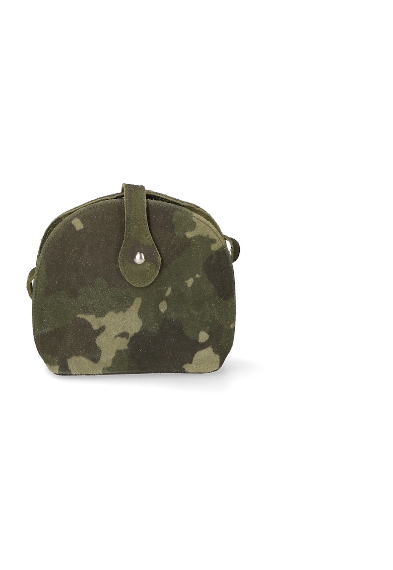 Geanta crossbody de piele cu model - Verde inchis